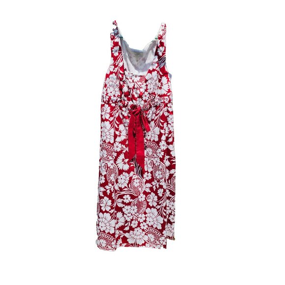 Ann Taylor Loft Red & White Floral Sleeveless Midi Dress (size 12) - Picture 1 of 5